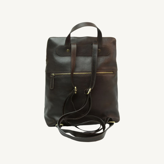 Full Grain Leather Backpack – Dark Brown