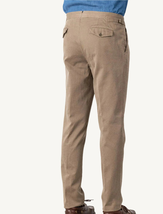 Brown cotton chino trousers — soft, warm, and versatile, designed for autumn and winter, perfect for casual and smart-casual outfits with a touch of comfort.