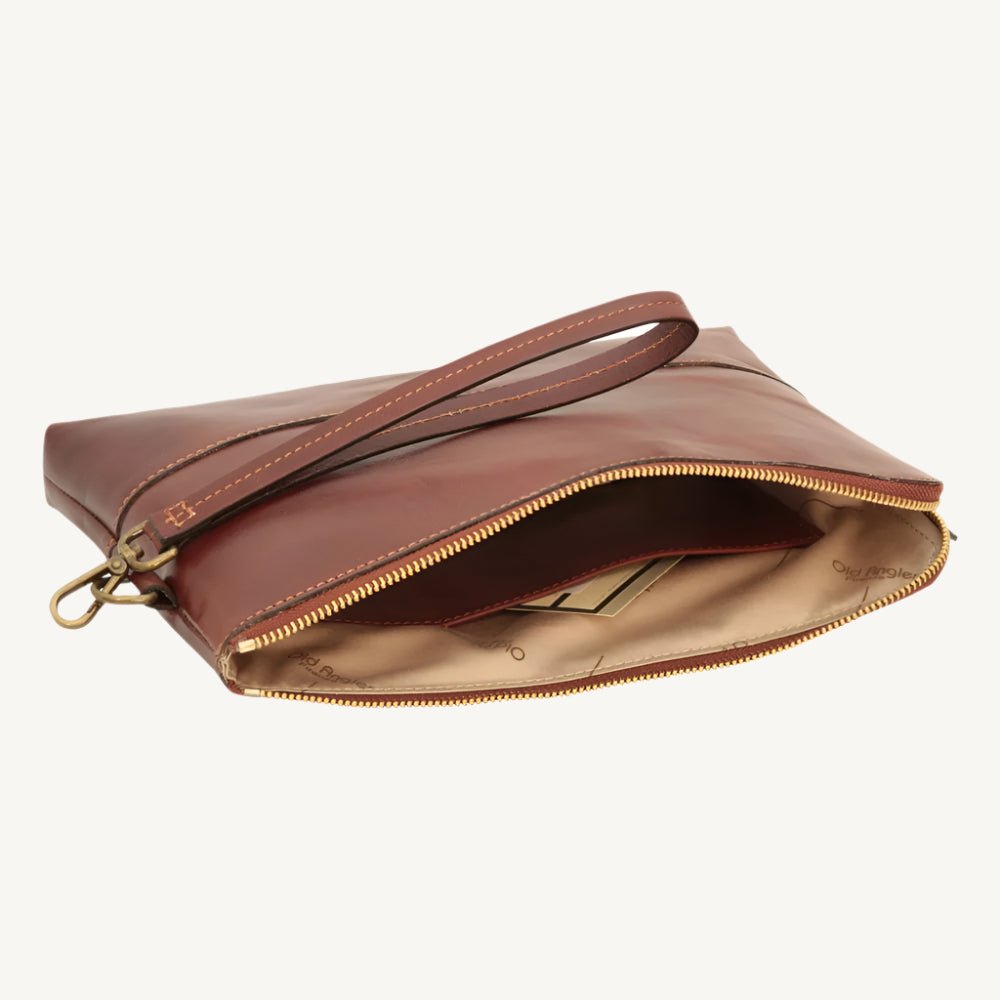 "Elegant full-grain calfskin leather document case with synthetic lining, two inner open pockets, and detachable handle – sleek and practical"