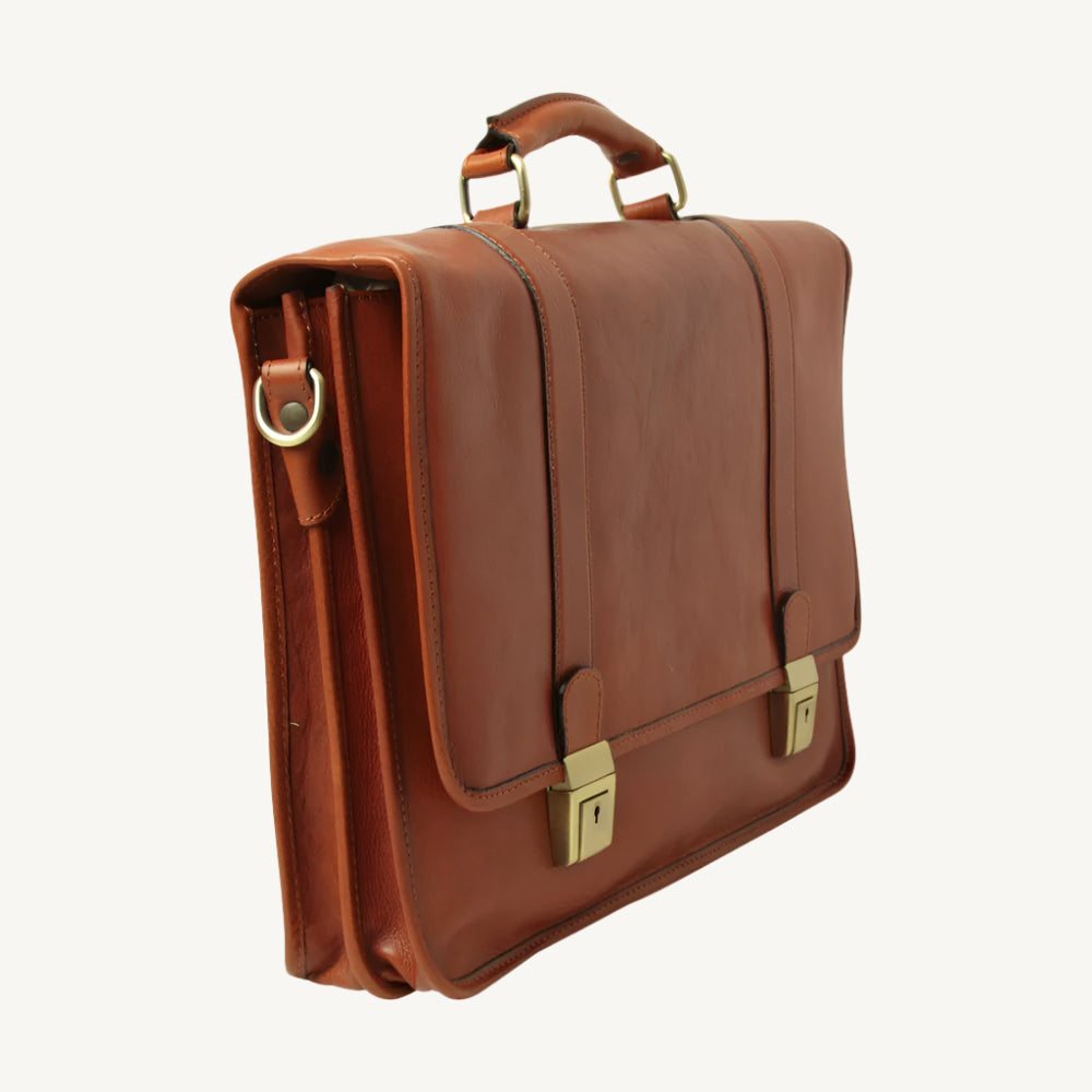 Calfskin Leather Briefcase – Teak