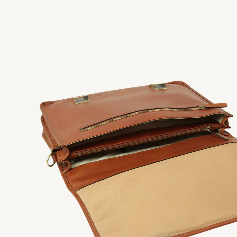 Calfskin Leather Briefcase – Teak