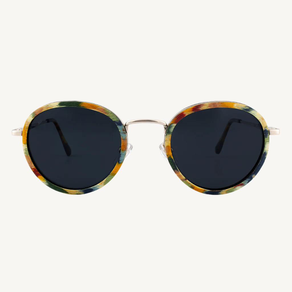 Dora metal and wood sunglasses — stylish, lightweight, and unique, featuring a blend of sleek metal frames and natural wood accents. Ideal for a modern, chic look with a touch of nature.