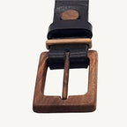 Women's leather wood belt "Banff Empathy 306" — crafted from premium leather with a natural wood accent, offering a unique blend of sophistication and natural elegance.