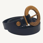 Luxury women's leather wood belt "Fuji Happiness 306" — crafted from premium leather with a natural wood accent, blending timeless elegance with a touch of nature. Sophisticated and stylish for any occasion.