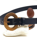 Luxury women's leather wood belt "Fuji Happiness 306" — crafted from premium leather with a natural wood accent, blending timeless elegance with a touch of nature. Sophisticated and stylish for any occasion.