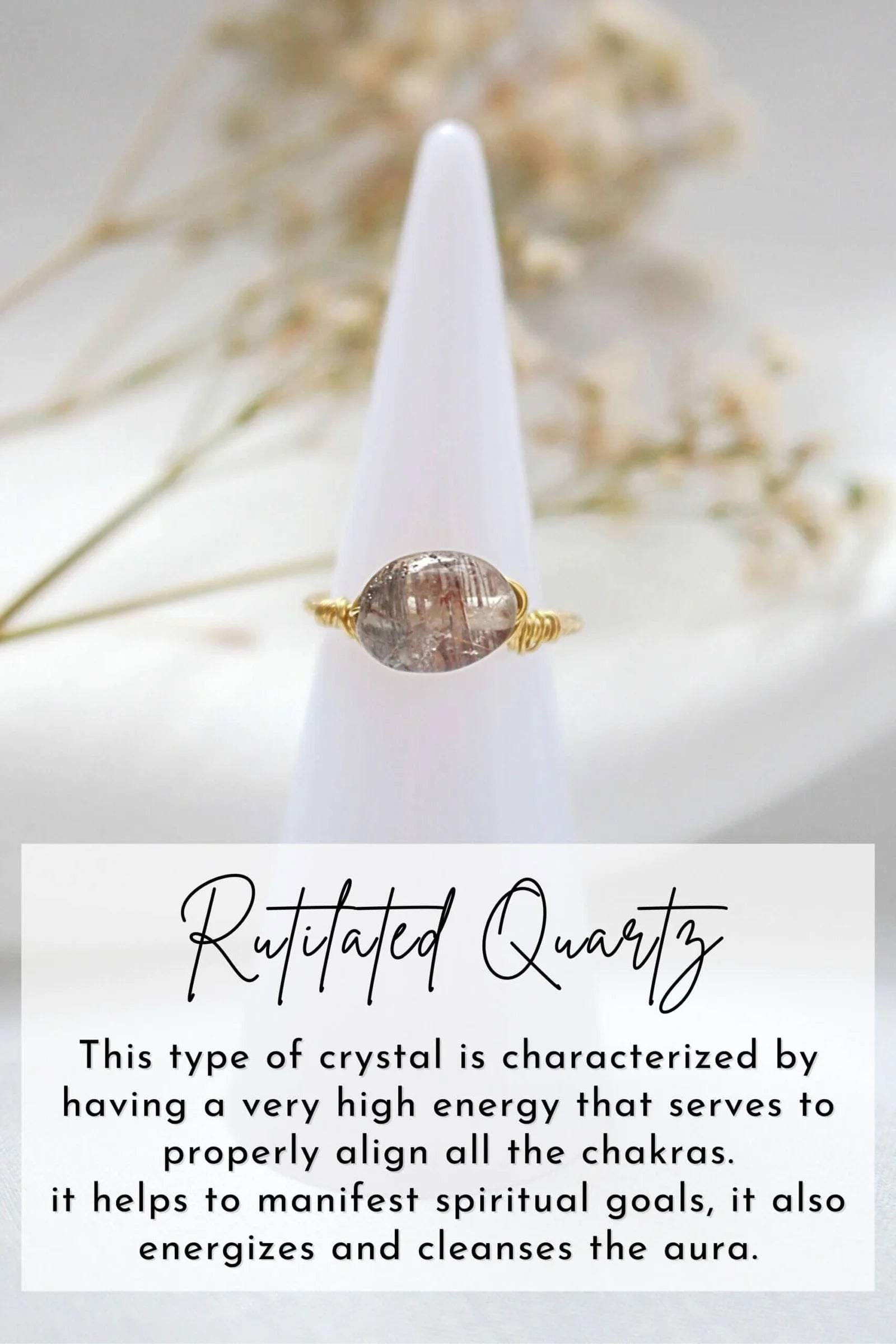 18 Karats Natural Crystals Hand Wired Solitaire Ring