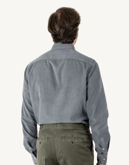Gray velvet shirt made from 100% cotton — soft, warm, and stylish, perfect for autumn and winter, adding a touch of luxury and comfort to casual and smart-casual outfits.