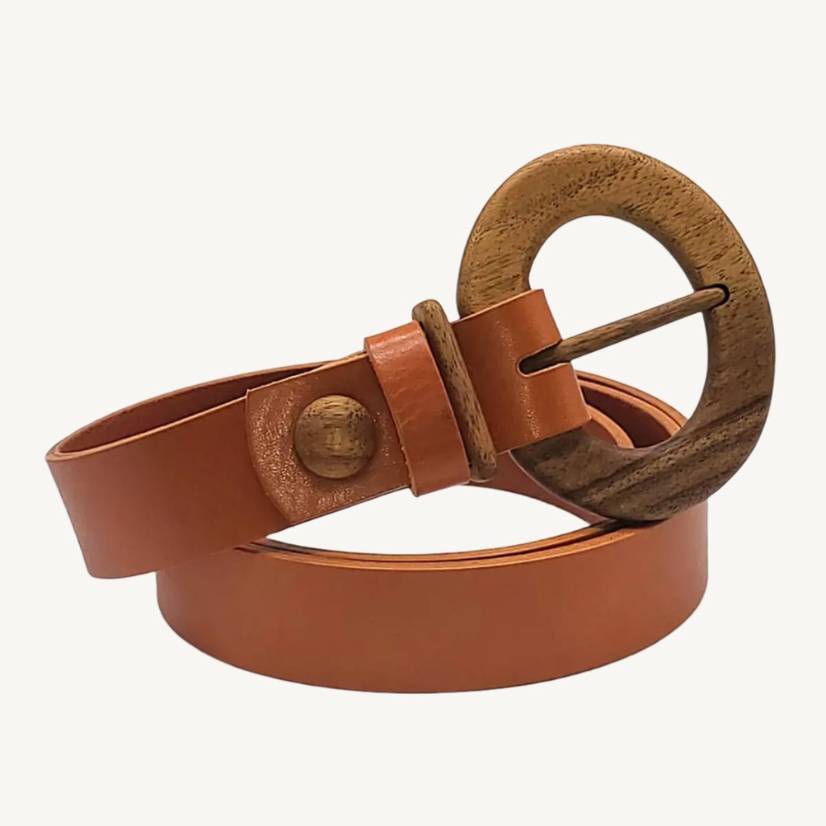 Luxury women's leather wood belt "Fuji Happiness 307" — crafted from premium leather with a natural wood accent, combining elegance and sophistication with a touch of nature.