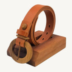 Luxury women's leather wood belt "Fuji Happiness 307" — crafted from premium leather with a natural wood accent, combining elegance and sophistication with a touch of nature.