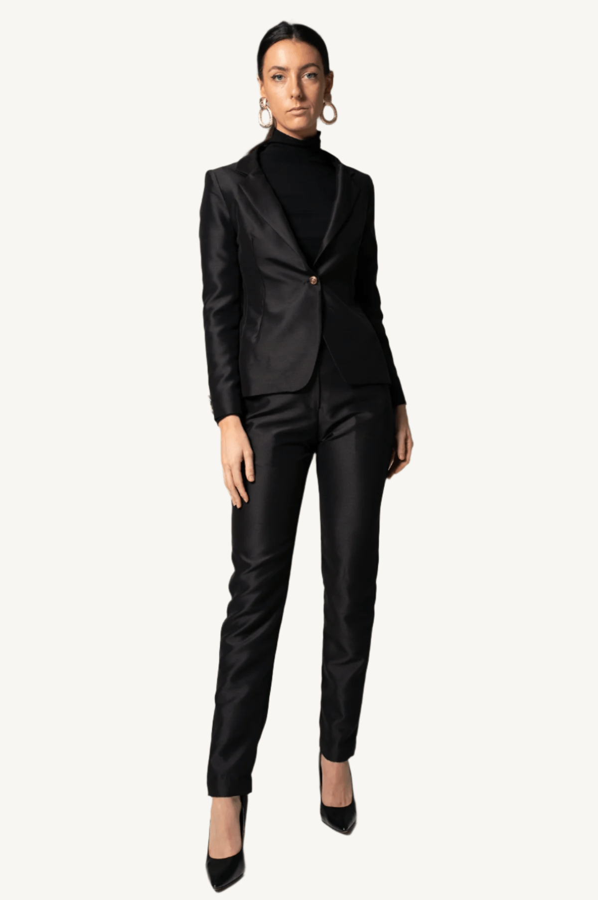 Women's black blazer/suit — sleek, professional, and versatile, designed for a tailored fit and elegant silhouette. Perfect for office wear, formal events, or smart-casual occasions.
