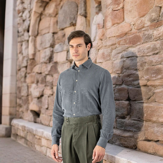 Gray Velvet Shirt – 100% Cotton – Autumn Winter Collection
