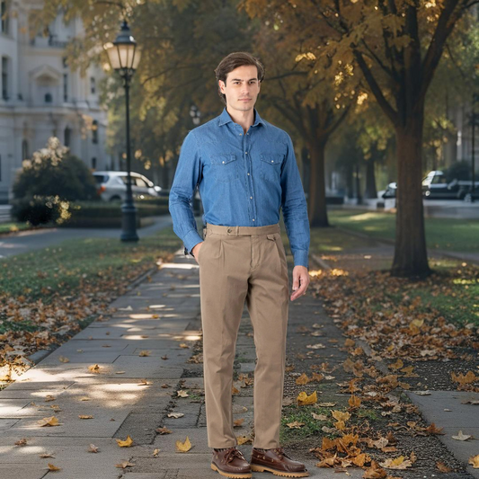 Autumn Winter Brown Cotton Chino Trousers – Effortless Elegance for the Season