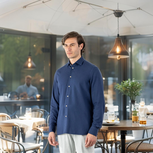 Blue Cotton and Viscose Shirt for Autumn/Winter – Effortless Elegance