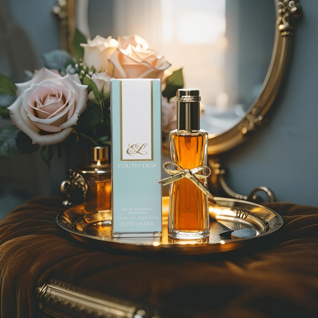 "Youth Dew 2.2 oz Eau de Parfum Spray for Women, classic and timeless fragrance."