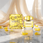 "Versace Yellow Diamond 6.7 oz Eau de Toilette Spray – a luxurious and radiant fragrance for women in a crystal-like yellow bottle."