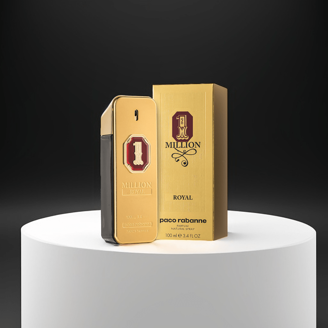 "Paco Rabanne 1 Million Royal 3.4 oz Parfum Spray for men – a powerful woody amber fragrance with notes of lavender, cedarwood, benzoin, and patchouli. A bold scent fit for modern royalty with irresistible charisma."