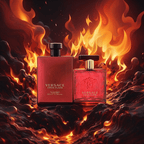 "Versace Eros Flame 6.7 oz Eau de Parfum Spray for men – a bold, passionate fragrance in a striking red bottle, blending spicy, woody, and citrus notes."