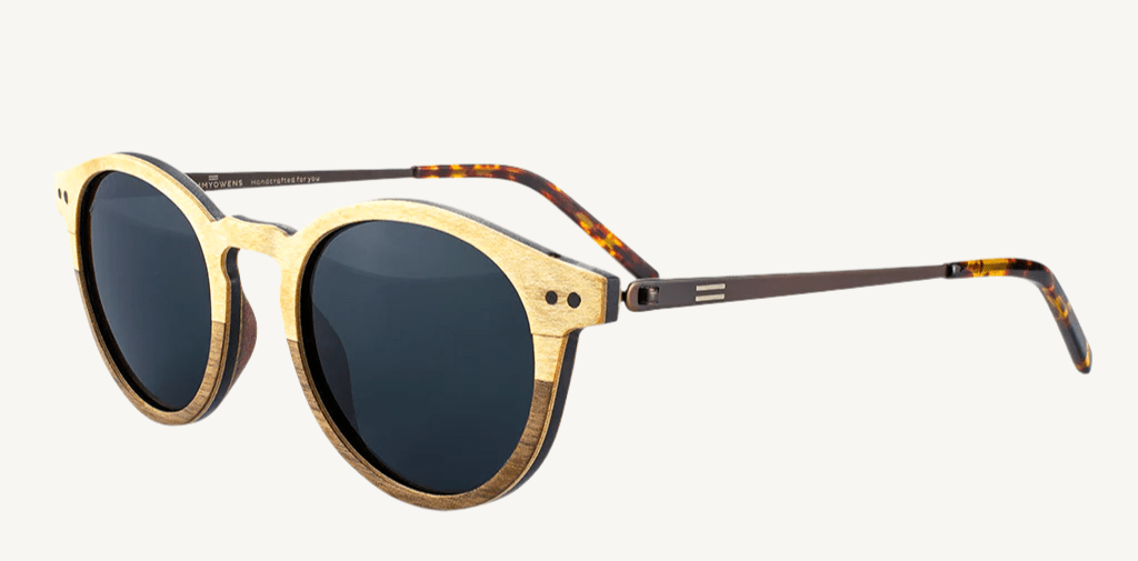 Isla metal and wood sunglasses — modern and stylish, combining sleek metal frames with natural wood accents for a lightweight and durable design. Perfect for a chic and unique look.