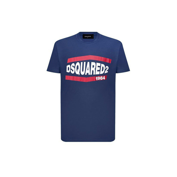 "Blue Dsquared men’s T-shirt with printed design, short sleeves and round neck, made of 100% cotton for spring and summer."