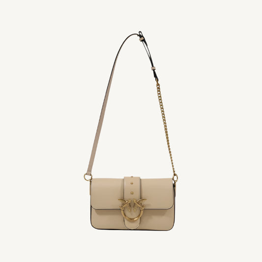 "Pinko grey leather women's bag with magnetic fastening, inside pockets, and leather lining, spring/summer collection."