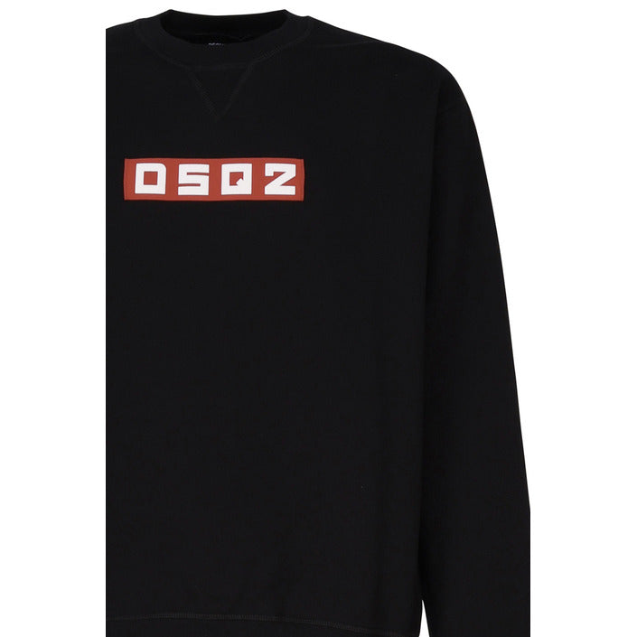 "Black Dsquared2 men’s sweatshirt with long sleeves and round neckline – made from 100% cotton for breathable comfort."