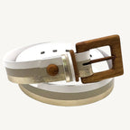 Luxury women's leather wood belt "Guilin Gentle 351" — crafted from premium leather with a stylish wooden accent, combining elegance and durability for a sophisticated look.