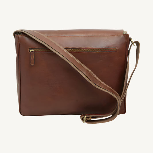 Cowhide Leather Messenger Bag – Brown Full-Grain Calfskin