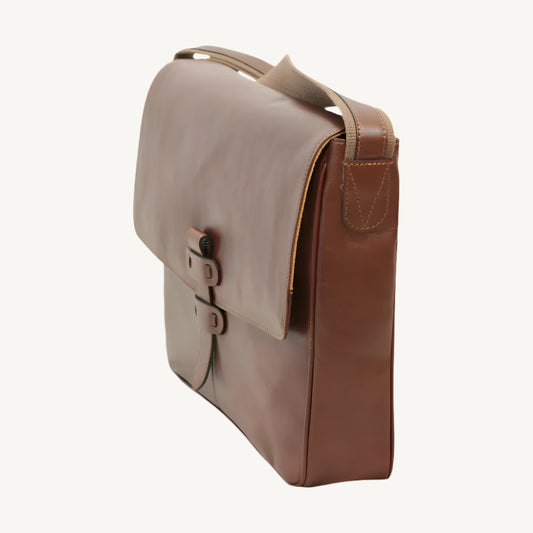 Cowhide Leather Messenger Bag – Dark Brown Full-Grain Calfskin