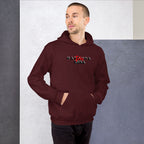 Man wearing a maroon hoodie with 'Havana Cuba' text on a gray background