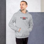 Man wearing a gray hoodie with 'HAVANNA CUBA' text on a plain background