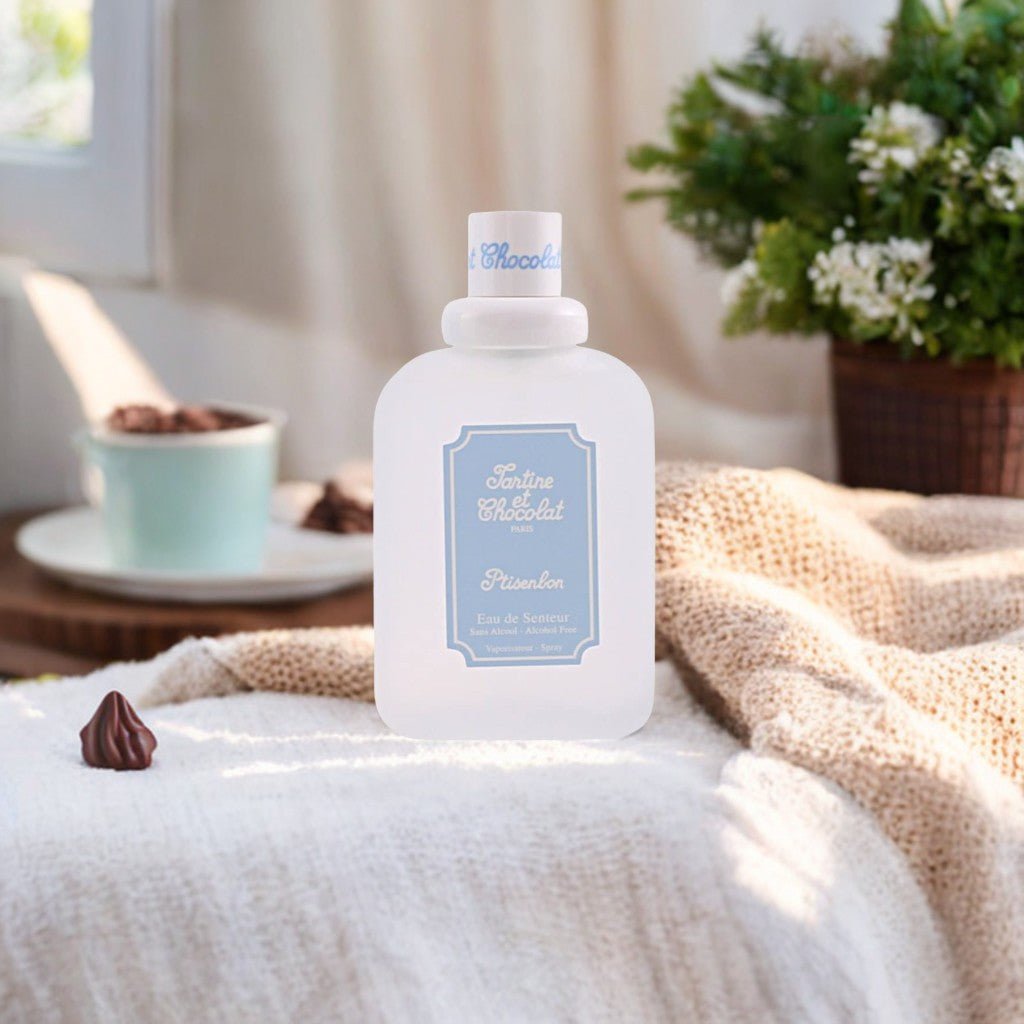 "Givenchy Tartine et Chocolat Ptisenbon Eau de Senteur 3.3 oz – soft pastel bottle with a light, alcohol-free fragrance, perfect for babies and young children."