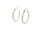 Sterling Silver Rhodium Plated Weave Like Hoop Style Earrings(2x20mm) ..
