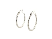 Sterling Silver Rhodium Plated Weave Like Hoop Style Earrings(2x20mm) ..