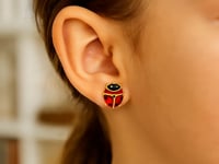 14K Yellow Gold Lady Bug Earrings ..