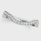 14K White Gold Milgrained Curve Style Diamond Wedding Band (1/5 cttw) – A delicate and elegant curved wedding band featuring a milgrain design with sparkling diamonds set in 14K white gold, perfect for stacking or wearing alone.