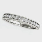 14K White Gold Antique Prong Set Diamond Wedding Ring (1/3 cttw) – A vintage-inspired wedding band featuring prong-set diamonds in 14K white gold, designed with intricate detailing for a timeless and elegant look.