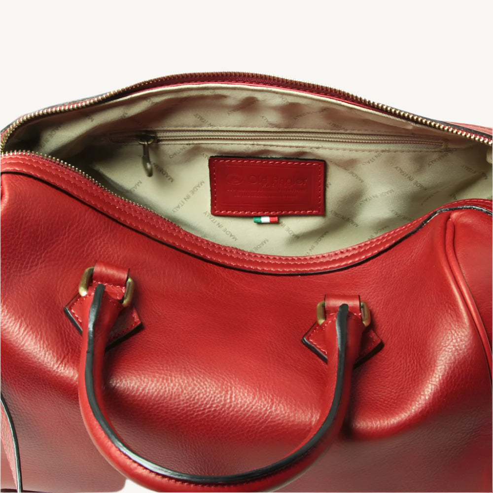Double Handled Shoulder Bag – Red Full-Grain Leather