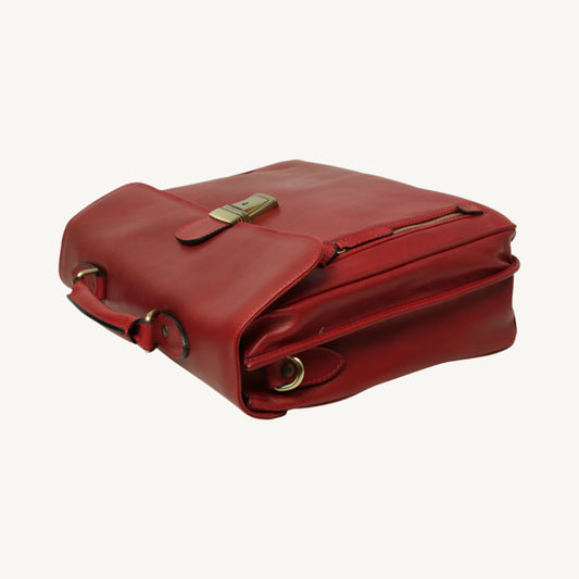 Full Grain Leather Briefcase – Red