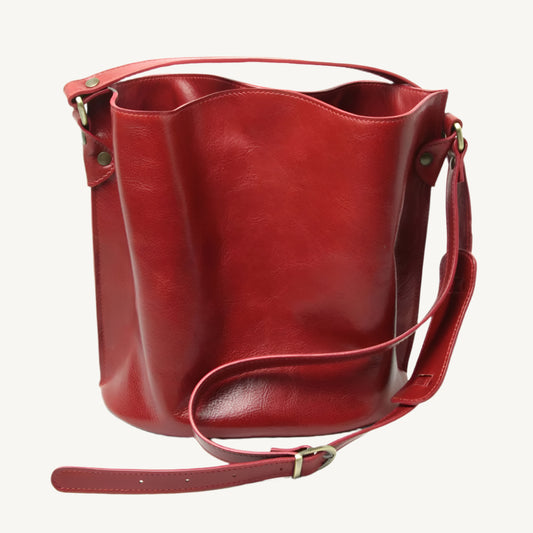 Full Grain Leather Shoulder Bag – Red