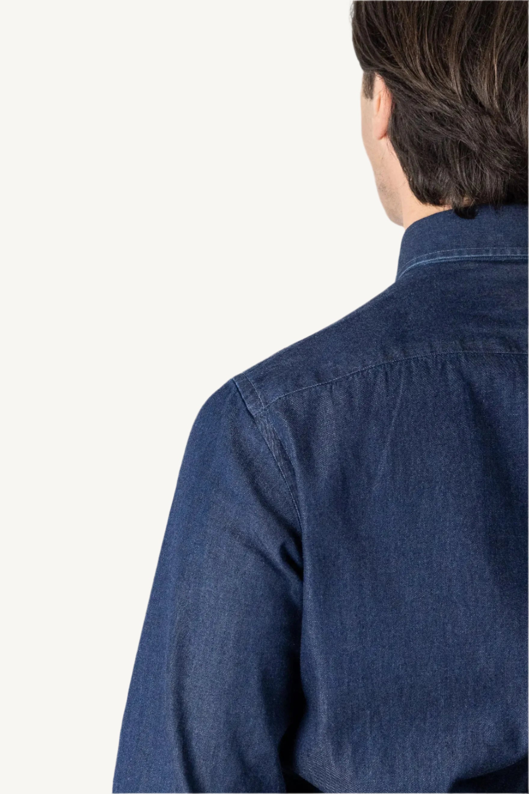 Blue denim shirt made from 100% cotton — durable, breathable, and versatile, suitable for year-round wear, perfect for casual and smart-casual outfits.