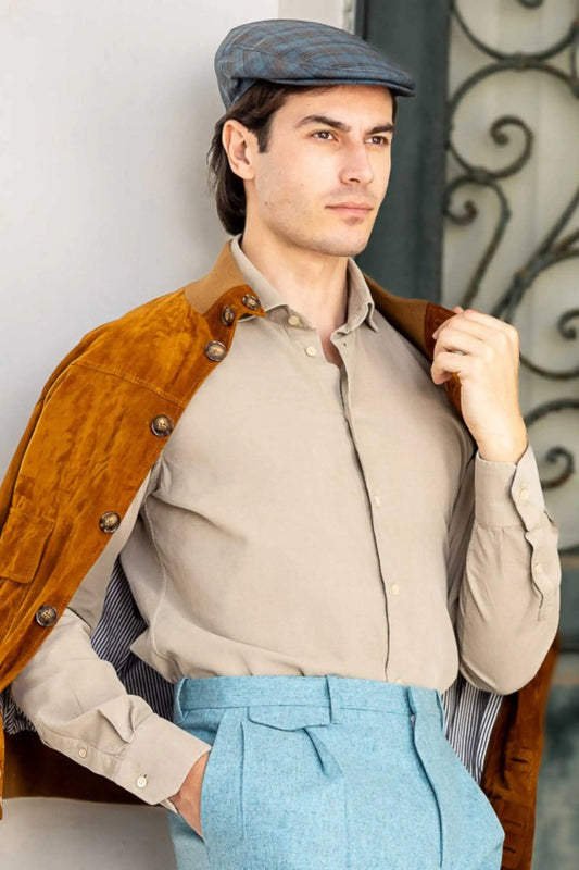 Beige velvet shirt made from 100% cotton — soft, warm, and stylish, perfect for autumn and winter, offering a touch of luxury and comfort.