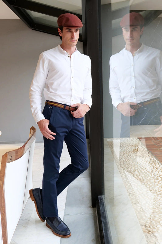 Blue cotton chino trousers — lightweight, breathable, and stylish, perfect for spring and summer. Ideal for both casual and smart-casual outfits.