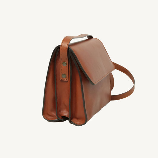 Full Grain Calfskin Shoulder Bag – Teak