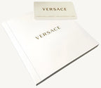 Versace VE2CA0723 New Lady ladies watch with polished gold-tone stainless steel case and bracelet, sleek black dial, sapphire glass – sophisticated Swiss quartz watch for women.