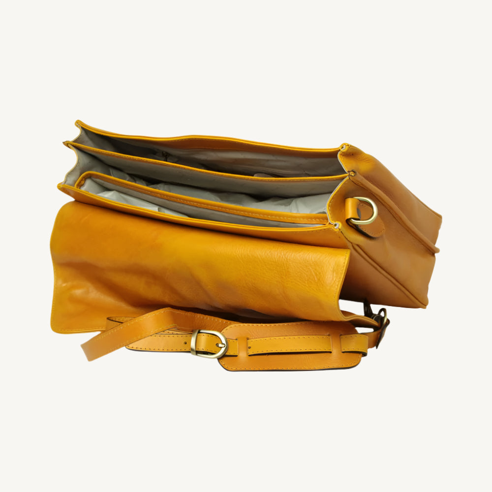 Full Grain Leather Briefcase – Yellow Ocher